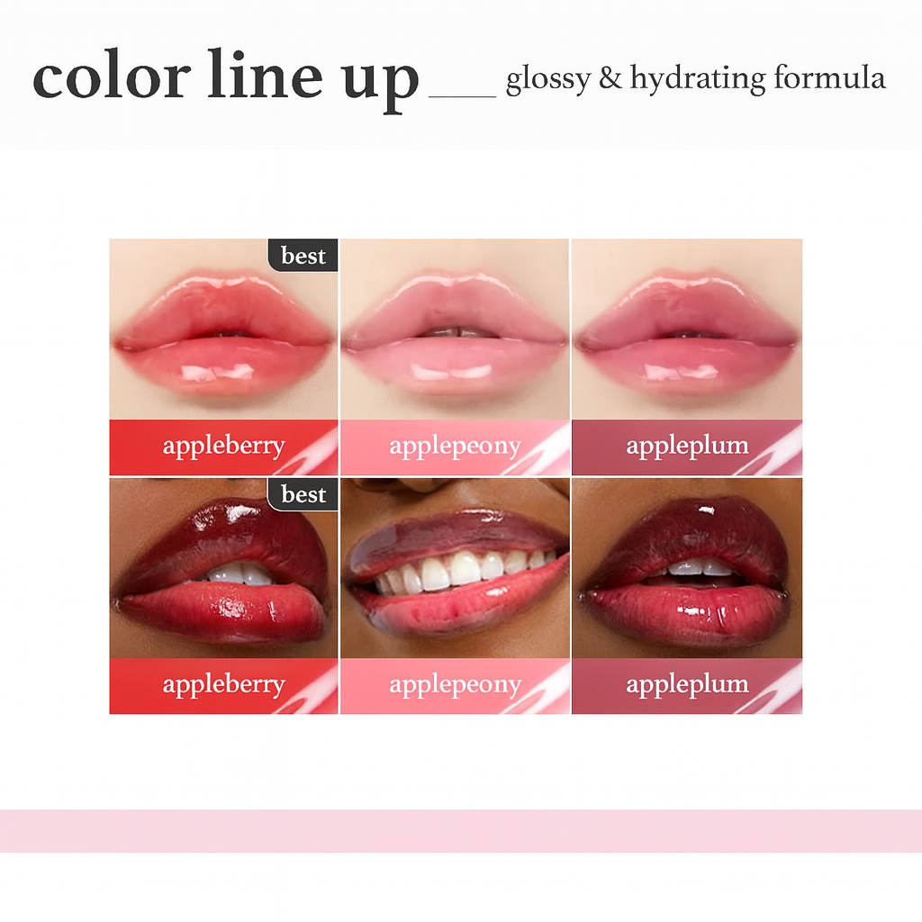 Korean Apple Lip Tint Stain Trio - Hydrating, Long lasting and Plumping